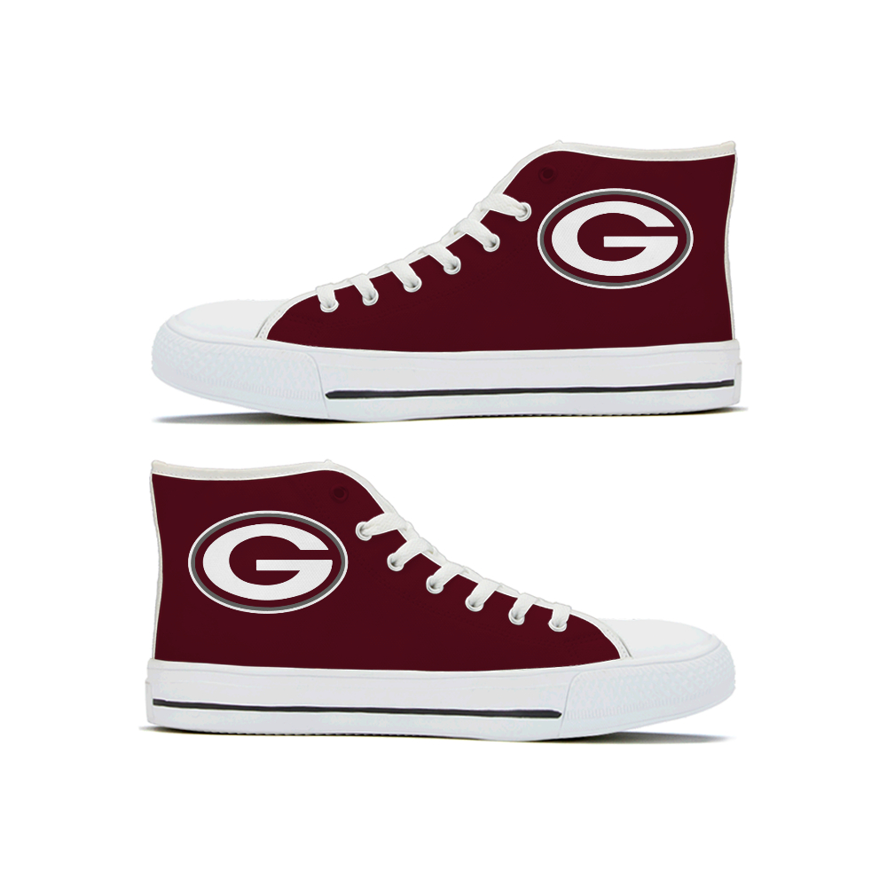 Men's Green Bay Packers High Top Canvas Sneakers 003 Men's Green Bay Packers High Top Canvas Sneakers 003